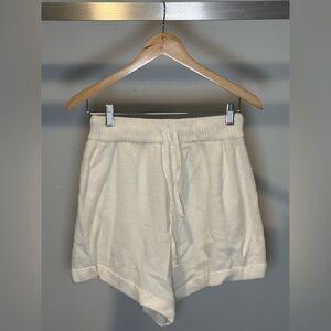 High Waist Cream Knit Shorts